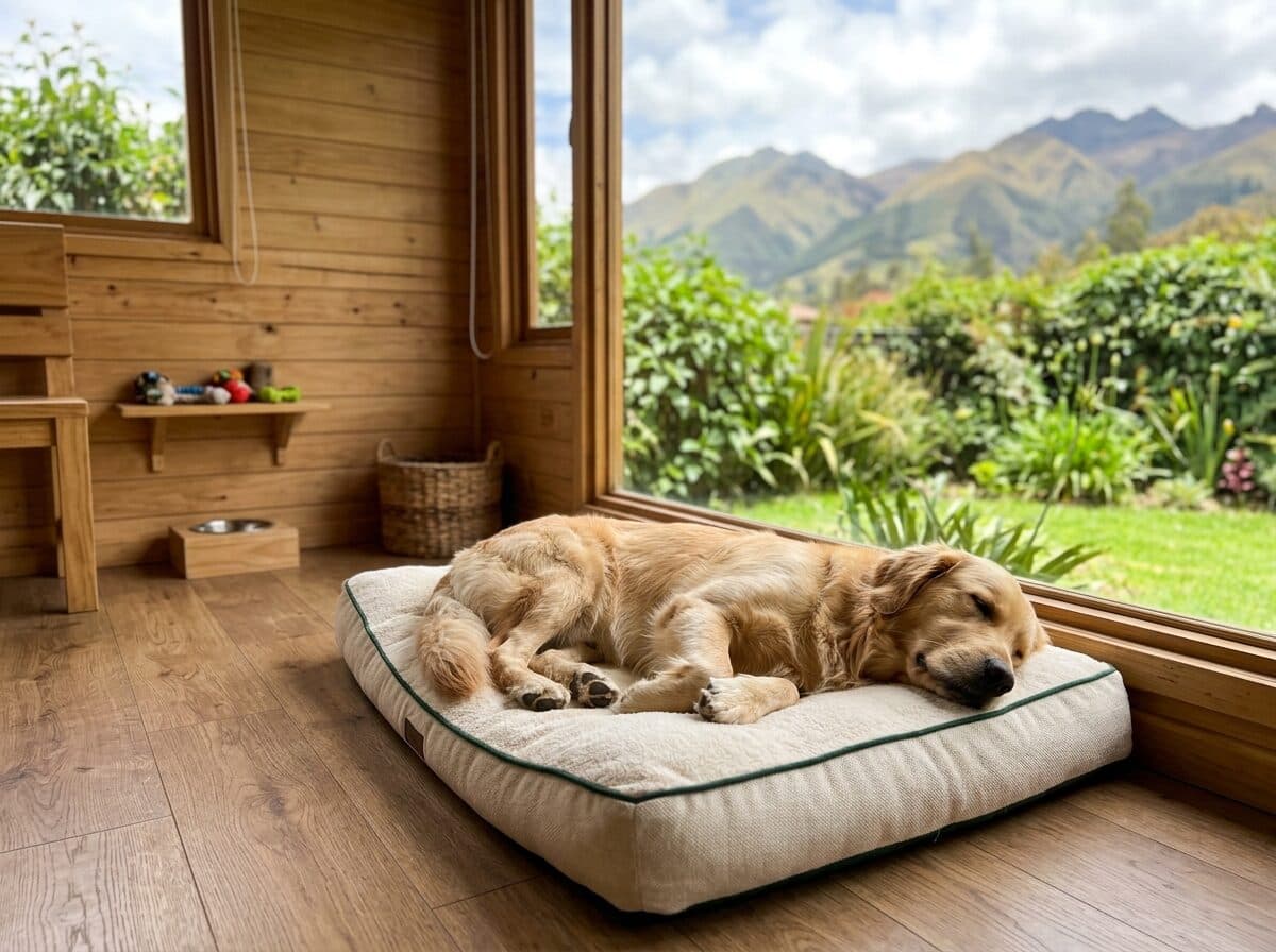 Perro descansando en el hospedaje de Rafiki Pets